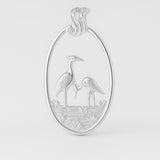 18ct White Gold - Wetlands Crane Birds Charm