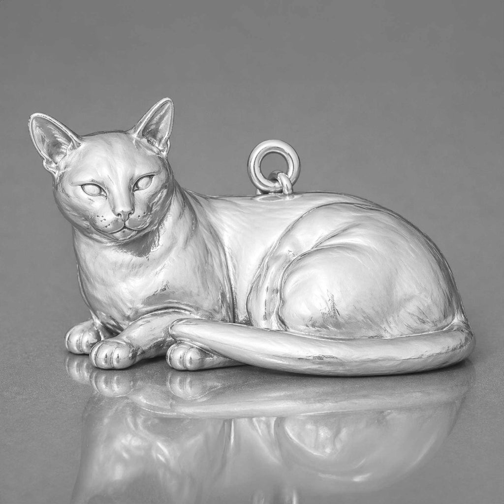 18ct White Gold - Burmese Cat Charm