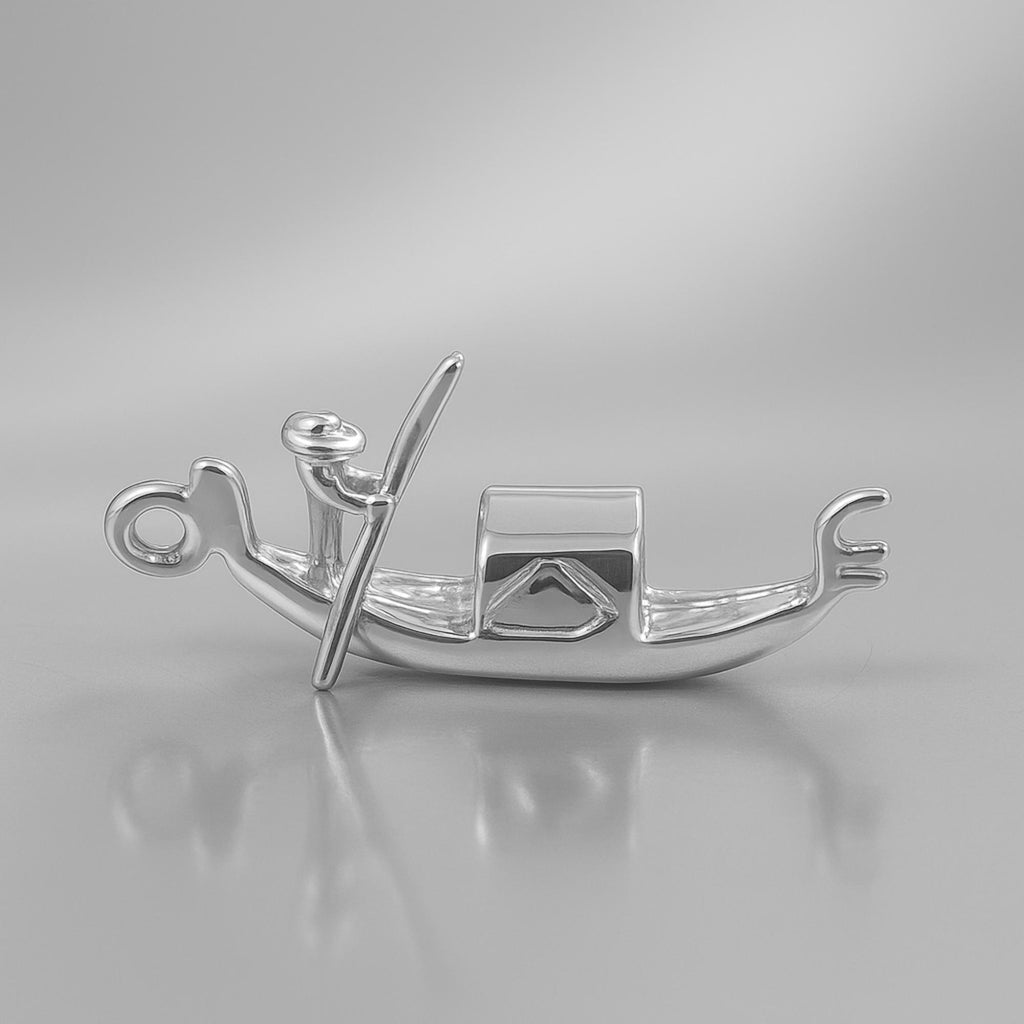 9ct White Gold - Venetian Gondola Charm