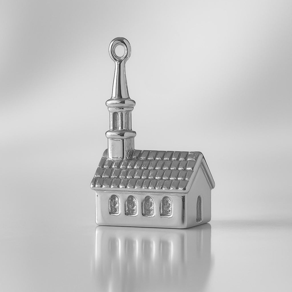 9ct White Gold - Steeple Church Charm
