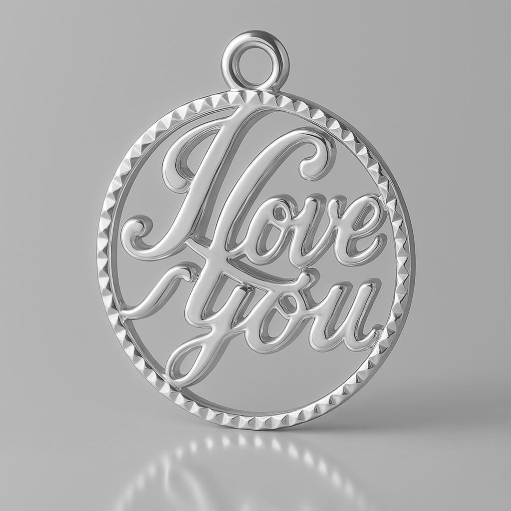 9ct White Gold - I Love You Openwork Charm
