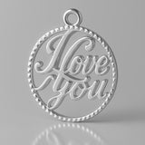 9ct White Gold - I Love You Openwork Charm