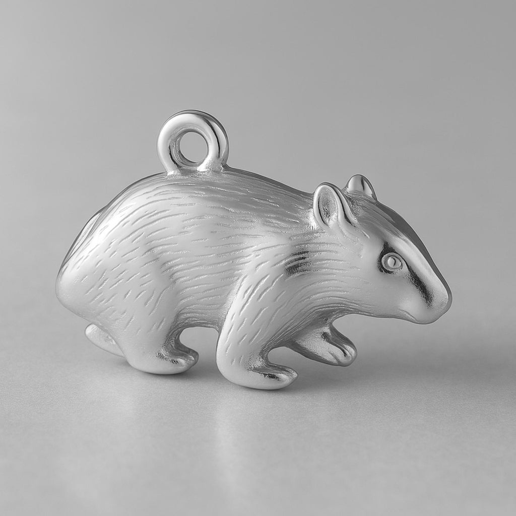 18ct White Gold - Hairy Wombat Charm