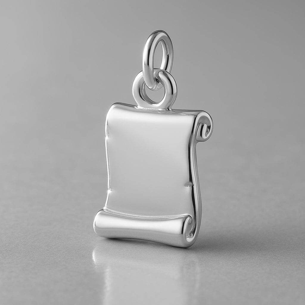 9ct White Gold - Parchment Scroll Charm