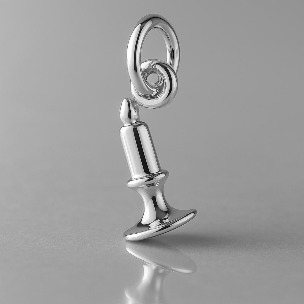 9ct White Gold - Vintage Candlestick Charm