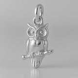 9ct White Gold - Great Horned Owl Charm