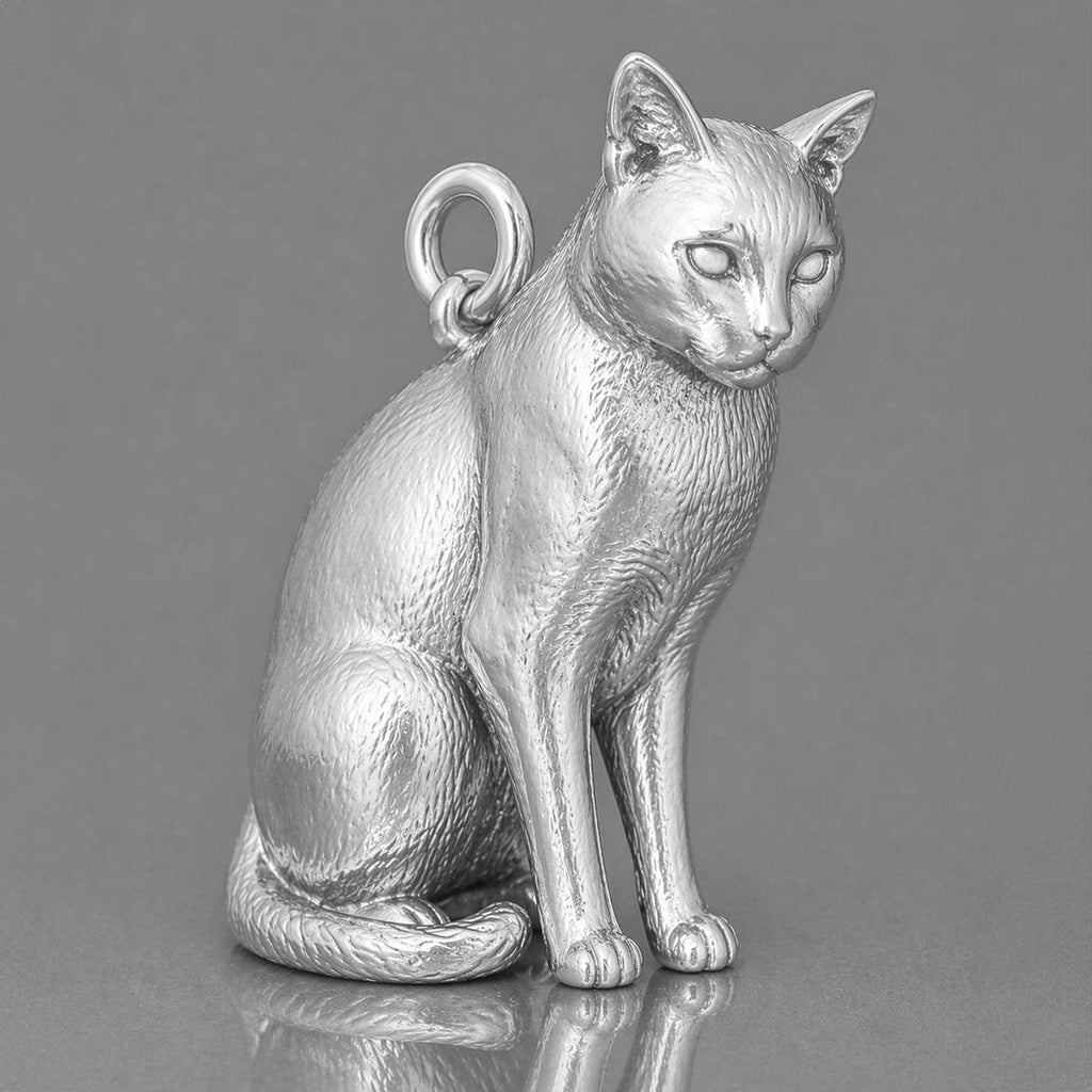 18ct White Gold - Chartreux Cat Charm