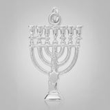 9ct White Gold - Temple Menorah Charm
