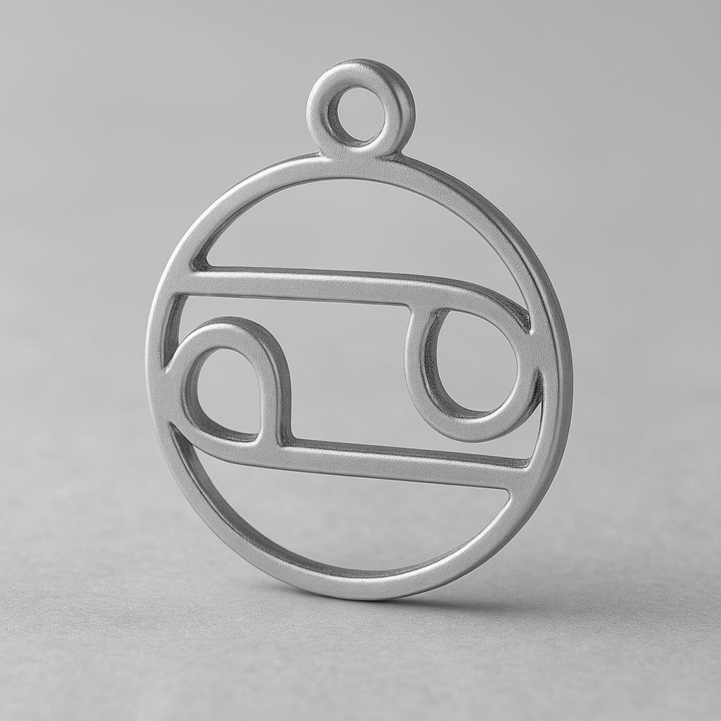 18ct White Gold - Cancer Zodiac Round Charm