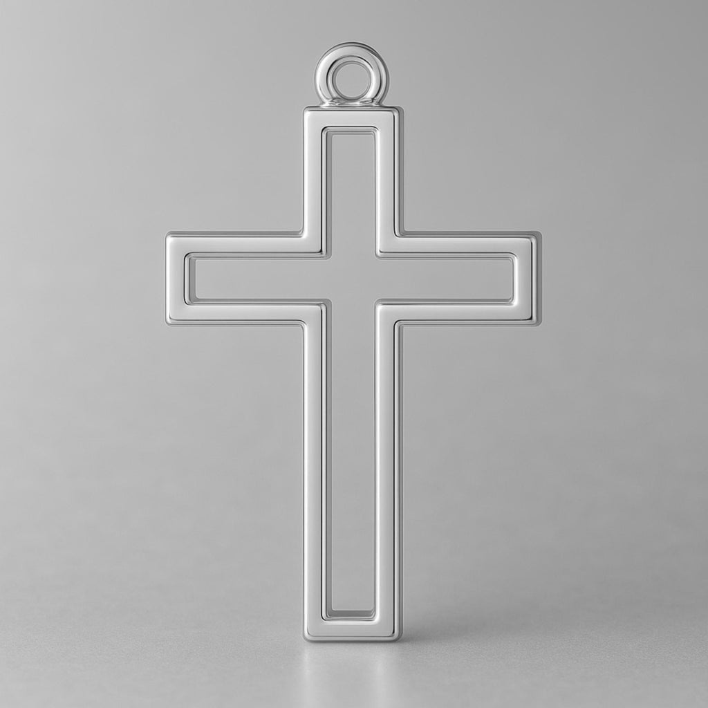18ct White Gold - Open Frame Crucifix Charm
