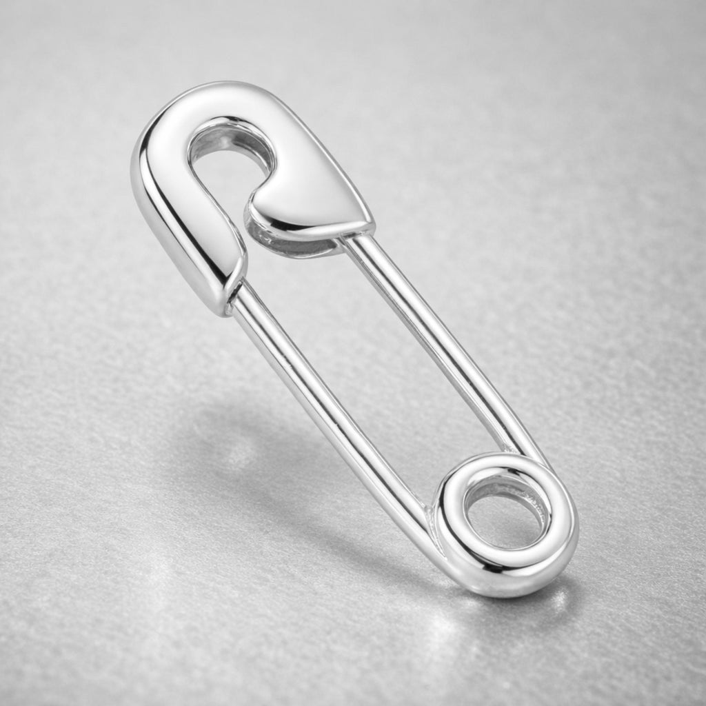 9ct White Gold - Safety Pin Charm