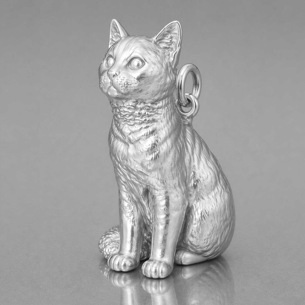 9ct White Gold - European Shorthair Cat Charm