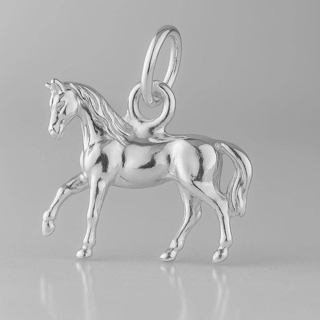 9ct White Gold - Prancing Arabian Horse Charm