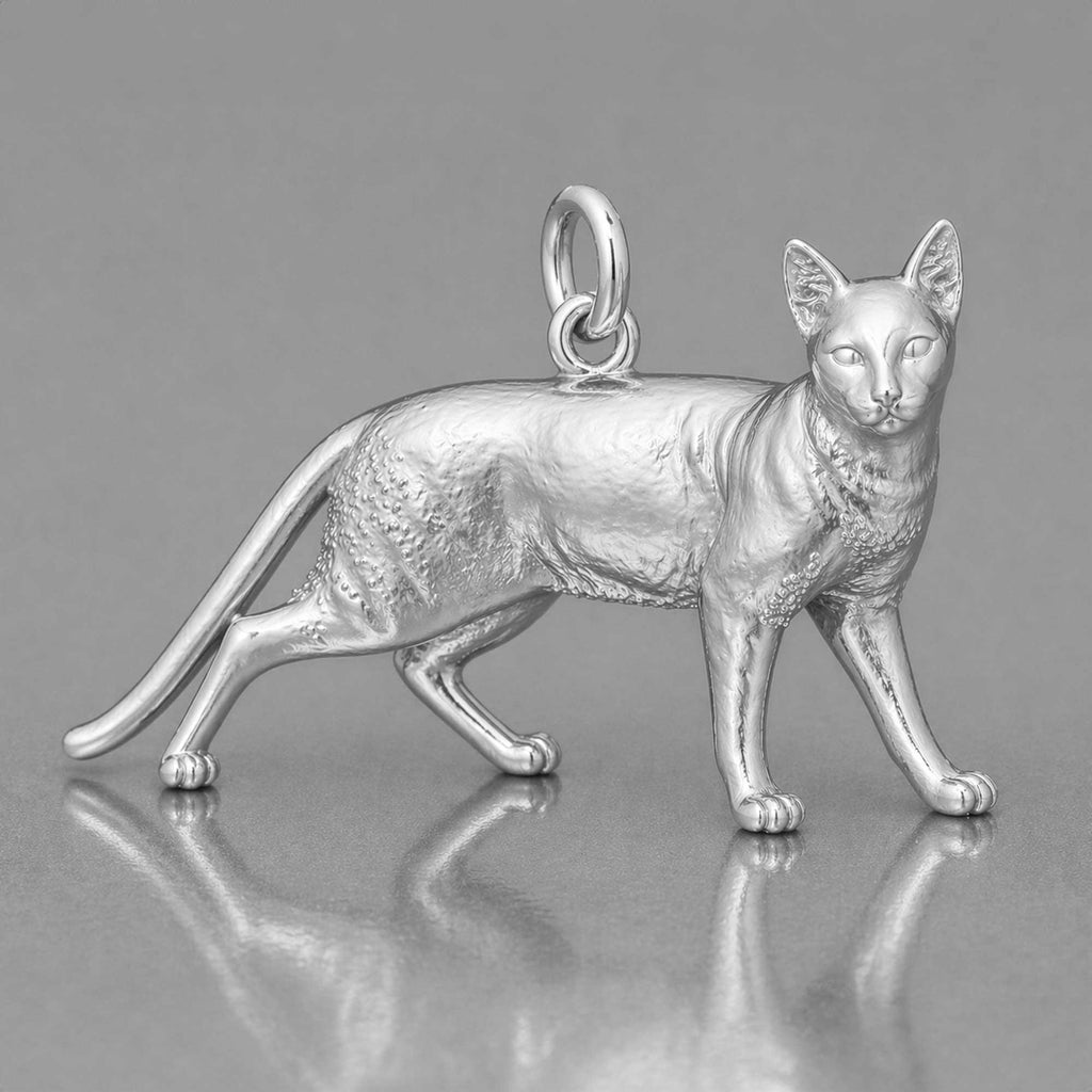 18ct White Gold - Egyptian Mau Cat Charm