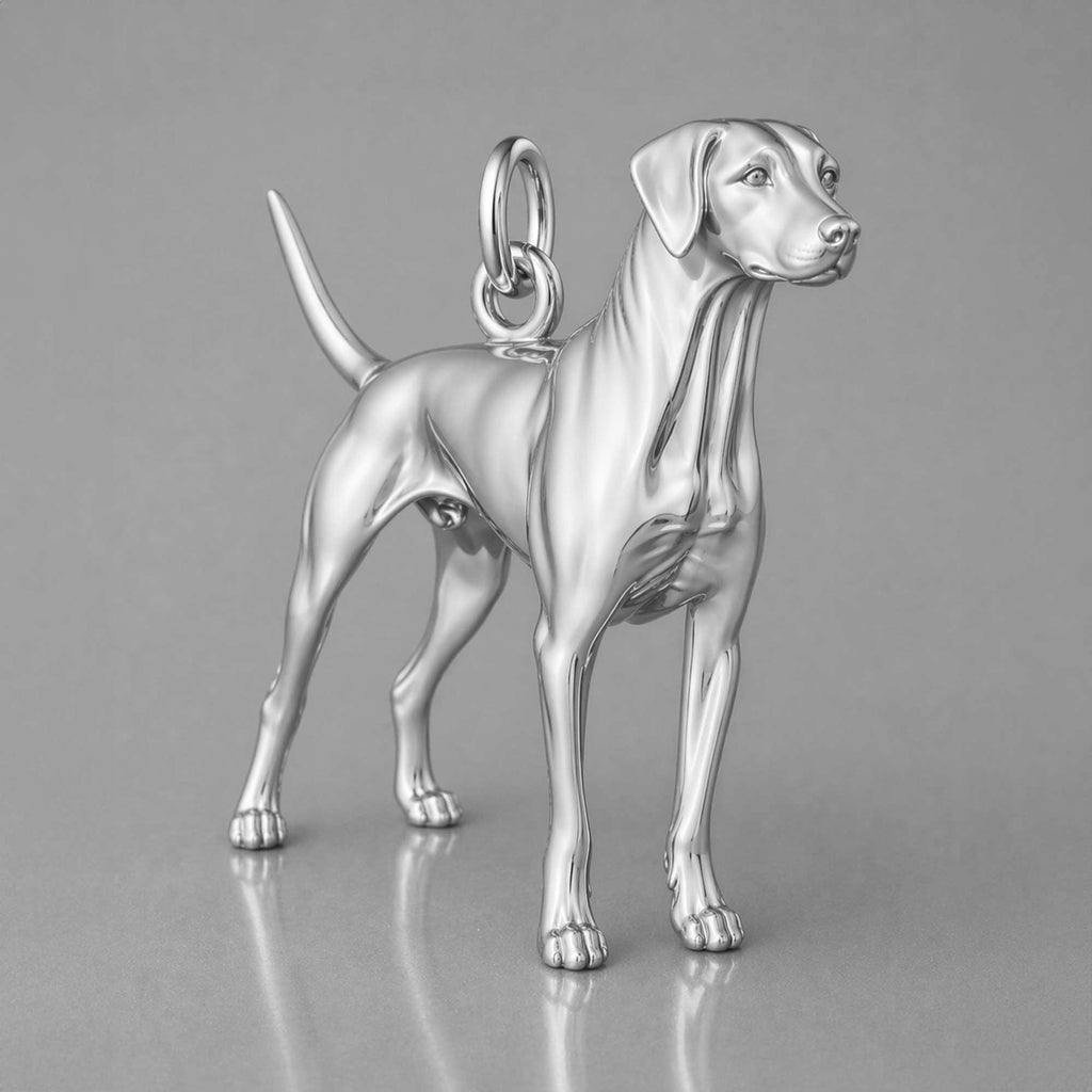 9ct White Gold - Dalmatian Dog Charm