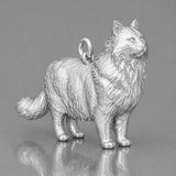 9ct White Gold - Siberian Cat Charm