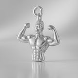 18ct White Gold - Bicep Flex Bodybuilder Charm