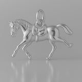 9ct White Gold - Saddled Riding Horse Charm