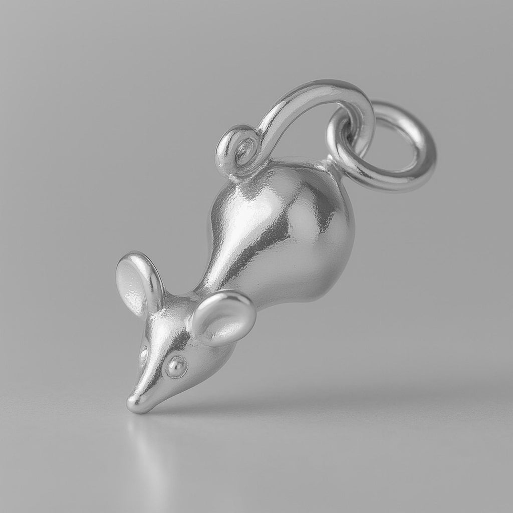 9ct White Gold - House Mice Charm