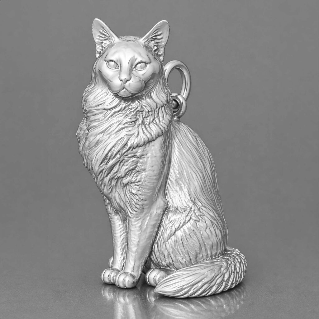 9ct White Gold - Somali Cat Charm