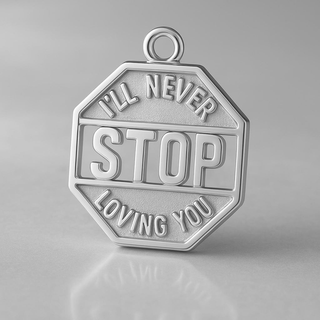 9ct White Gold - I'll Never Stop Loving You Amulet Charm