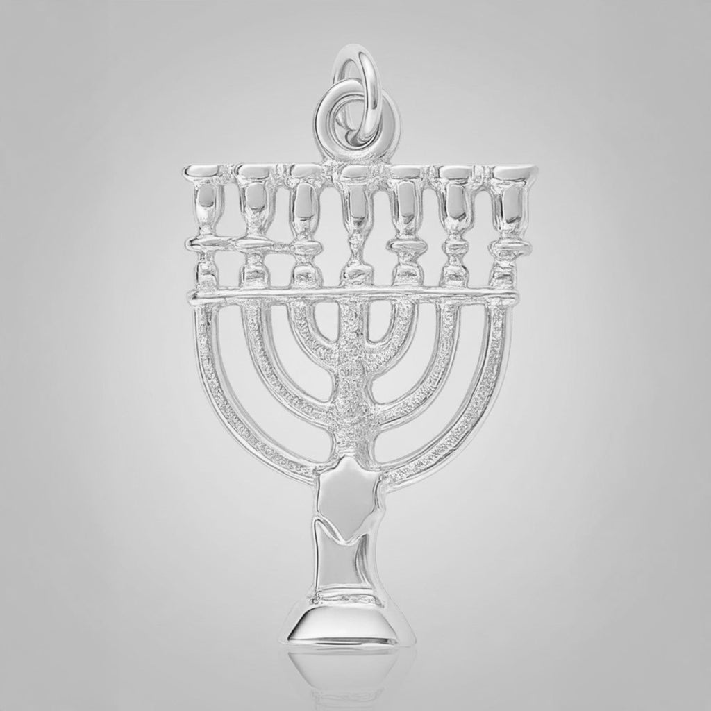 18ct White Gold - Temple Menorah Charm
