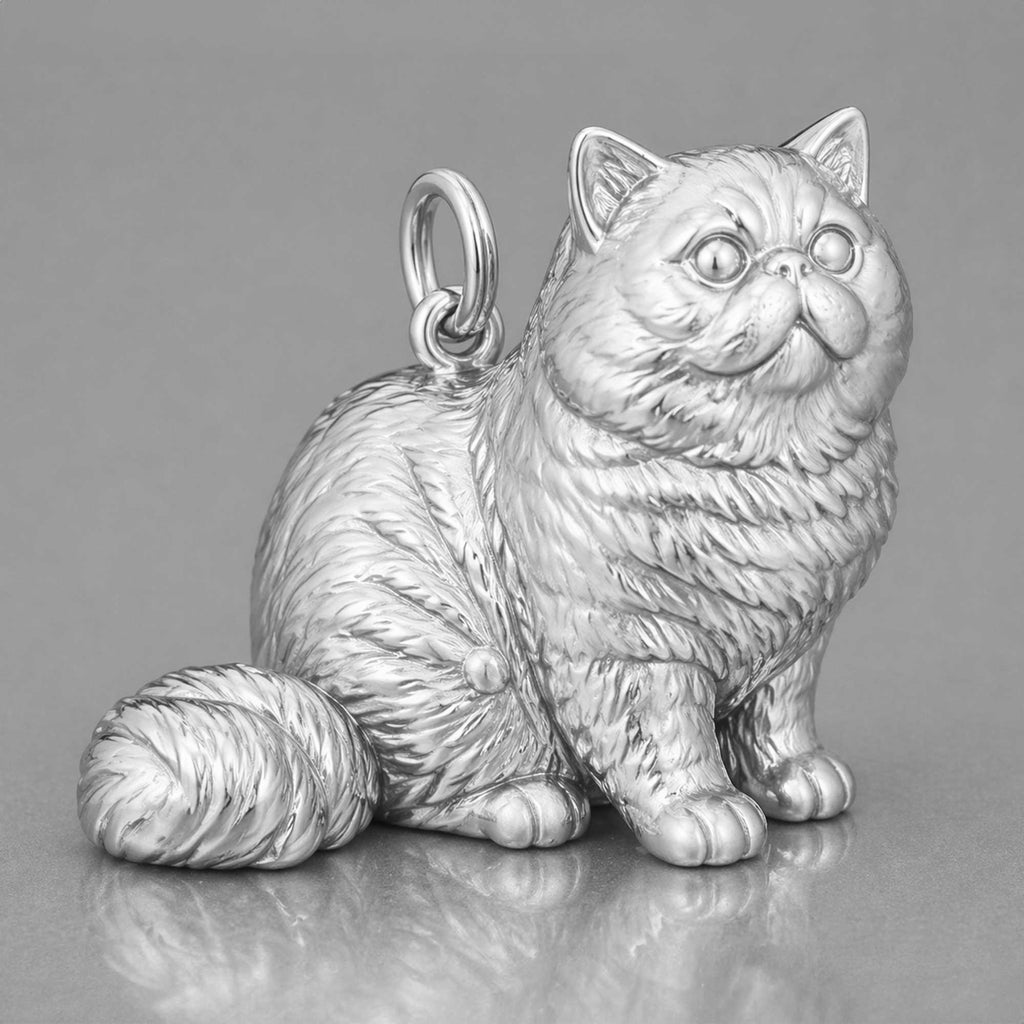 18ct White Gold - Exotic Shorthair Cat Charm