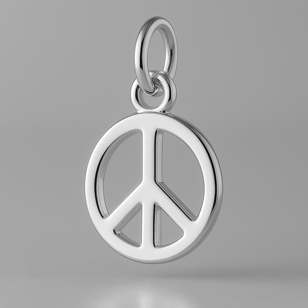 9ct White Gold - Classic Peace Symbol Charm