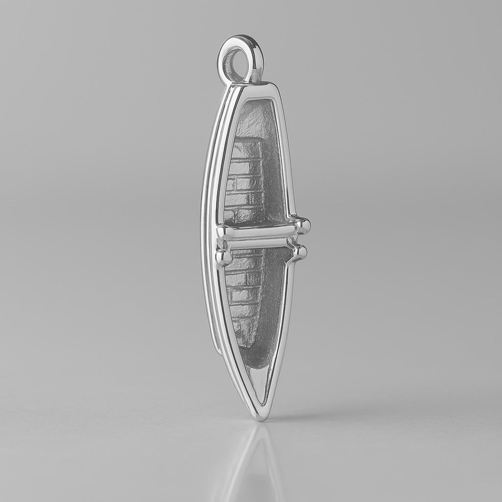 9ct White Gold - River Canoe Charm