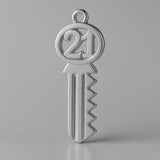 9ct White Gold - Vintage 21 House Key Charm