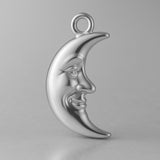 18ct White Gold - Happy Crescent Moon Charm