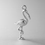 9ct White Gold - American Flamingo Charm