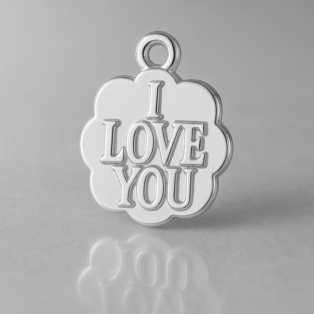 18ct White Gold - I Love You Clover Charm