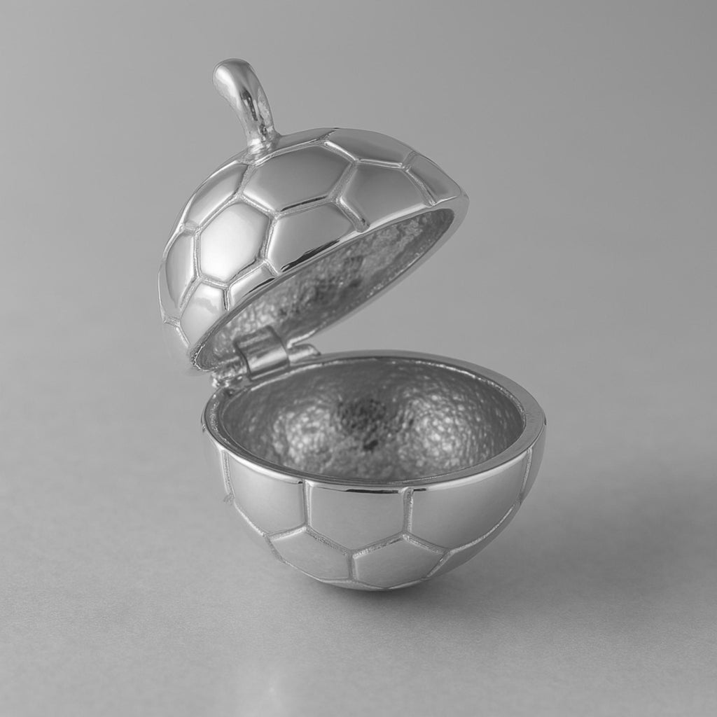 9ct White Gold - Soccer Ball Locket Charm
