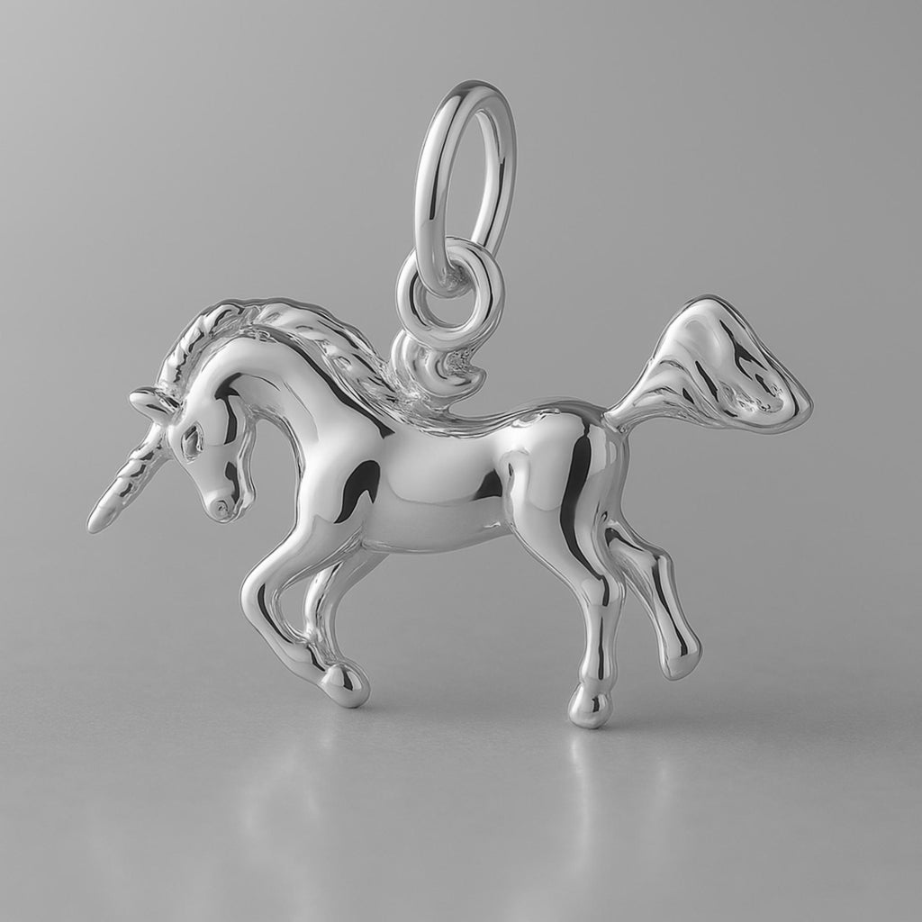 9ct White Gold - Prancing Unicorn Charm