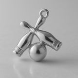 9ct White Gold - Bowling Ball and Pins Charm