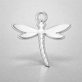 9ct White Gold - Dragonfly Silhouette Charm