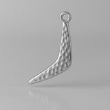 9ct White Gold - Textured Boomerang Charm