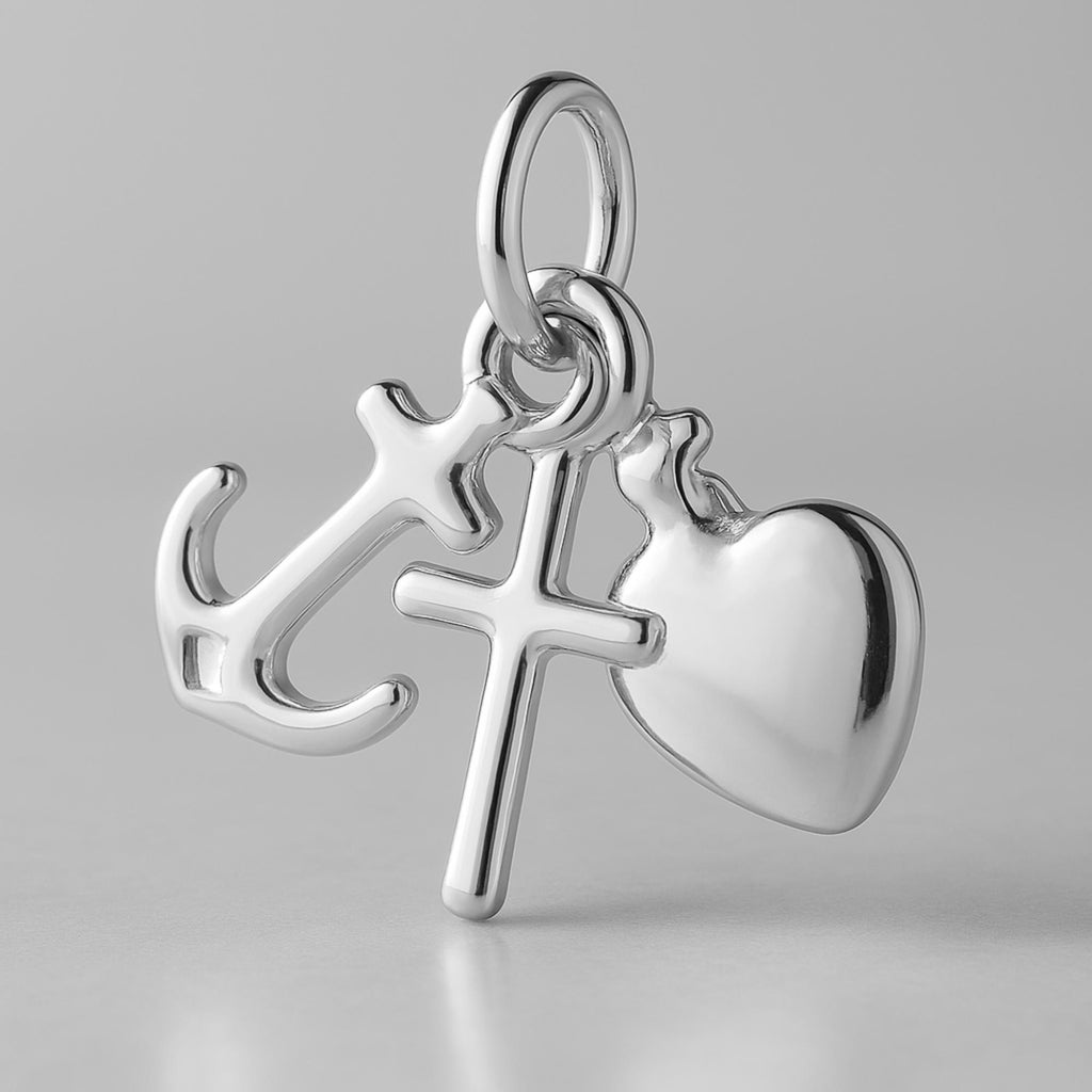 18ct White Gold - Classic Faith, Hope & Love Charm