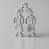 9ct White Gold - Twin Sisters Charm