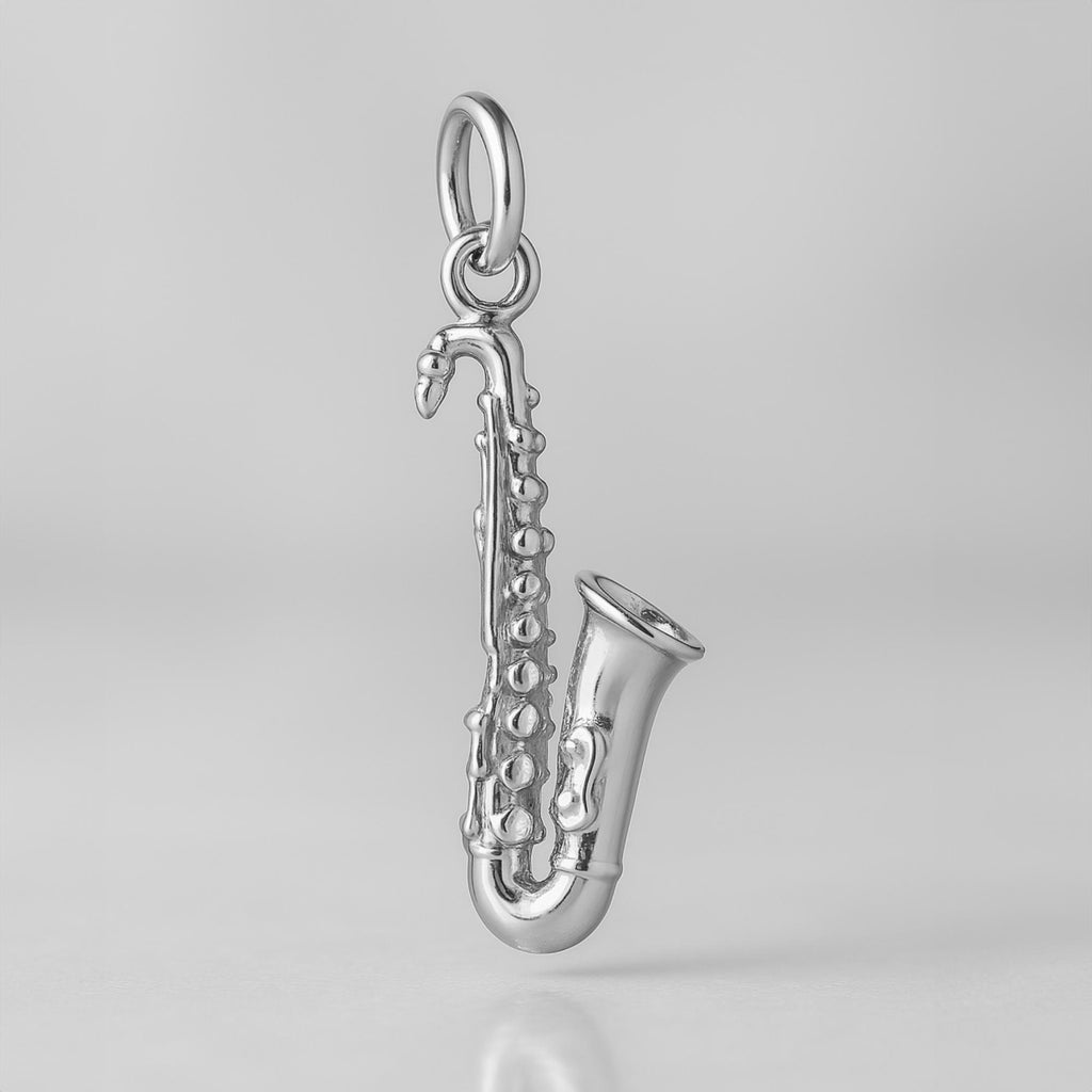 18ct White Gold - Tenor Saxophone Charm