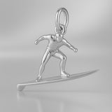 18ct White Gold - Longboard Surfer Charm