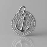 9ct White Gold - Anchor & Rope Charm