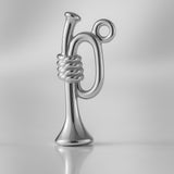 9ct White Gold - Roped Bugle Horn Charm