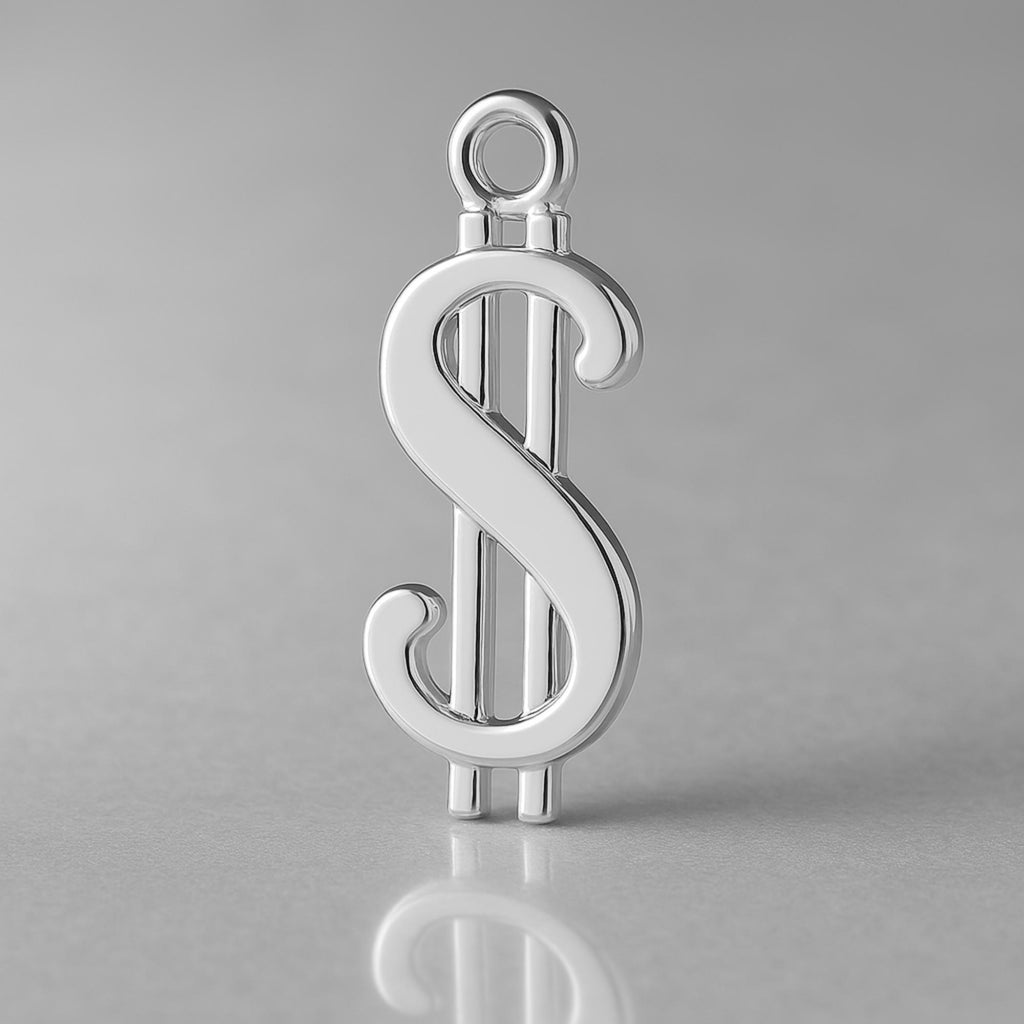 9ct White Gold - Dollar Sign Charm