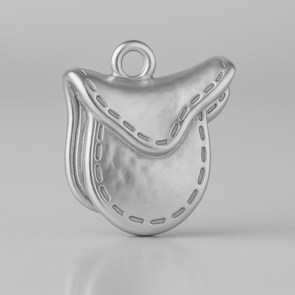 9ct White Gold - Horse Saddle Charm
