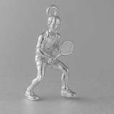 9ct White Gold - Tennis Player Charm