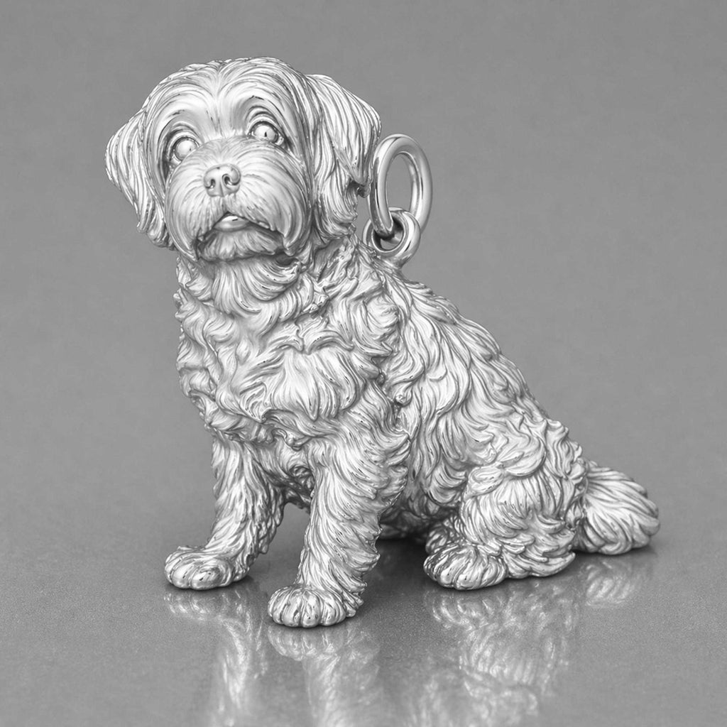 9ct White Gold - Maltese Dog Charm