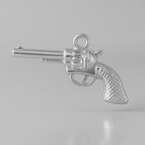 9ct White Gold - Western Revolver Charm