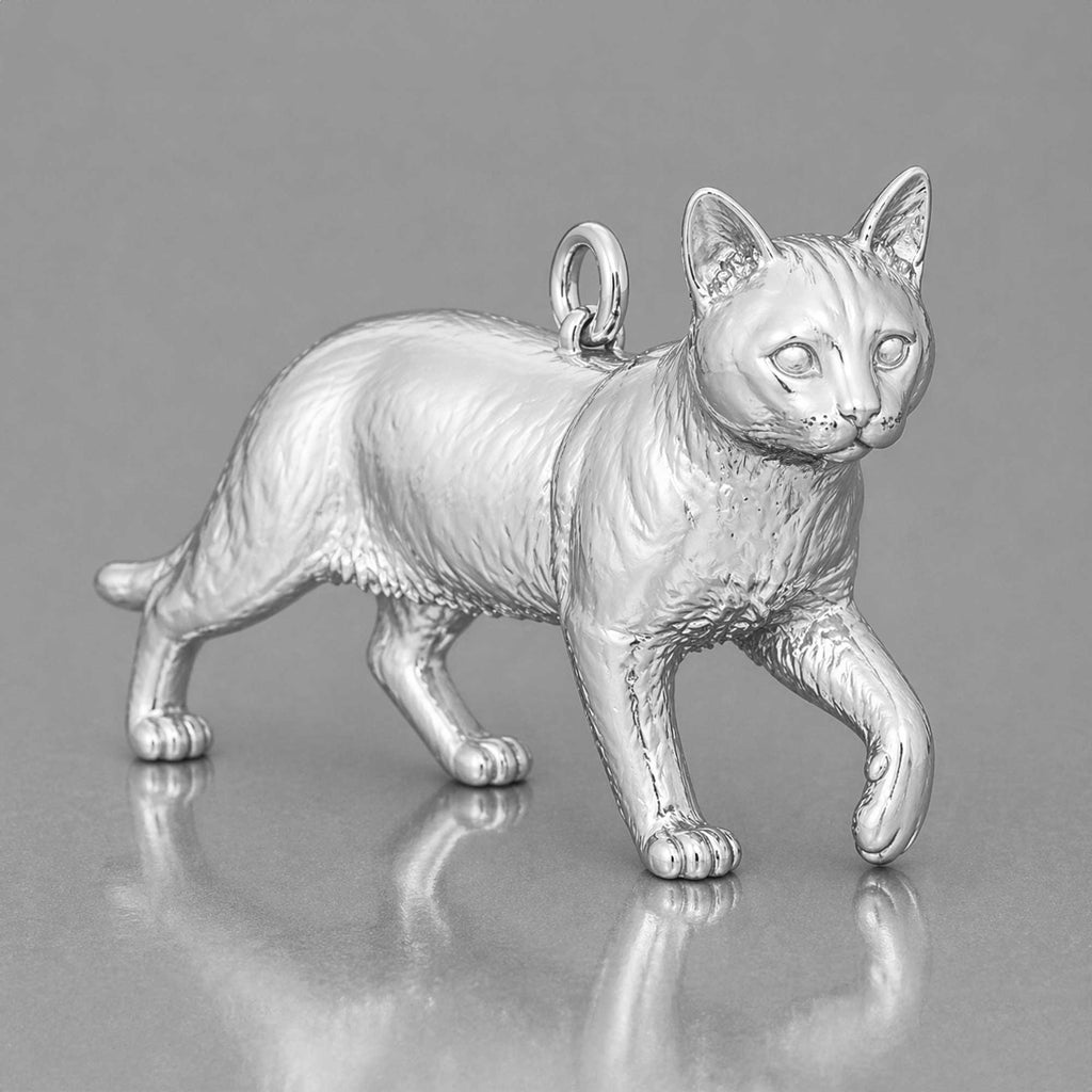 9ct White Gold - Bengal Cat Charm